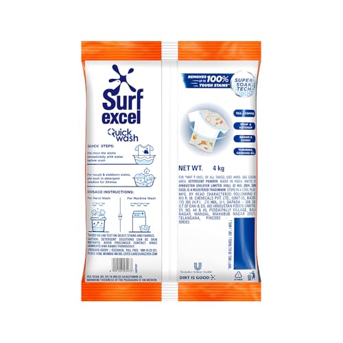 Surf Excel Easy Wash Detergent Powder 4 kg | Superfine Washing Powder | Dissolves Easily & Removes Tough Stains | Suitable for all Washing Machines - Image 2