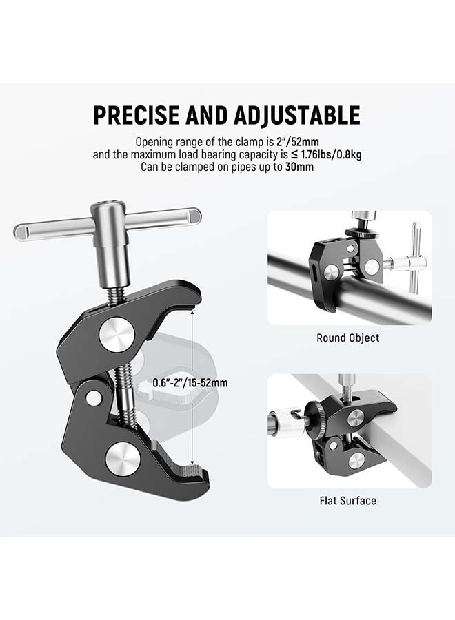 NEEWER 6"/15cm Adjustable Magic Arm with Super Clamp, 1/4" & 3/8" Threads, 1/4" Screws for Flash/LED Light/Microphone/Monitor, Compatible with SmallRig Camera Cage, Max Load: 4.4lb/2kg, ST15C - Image 5