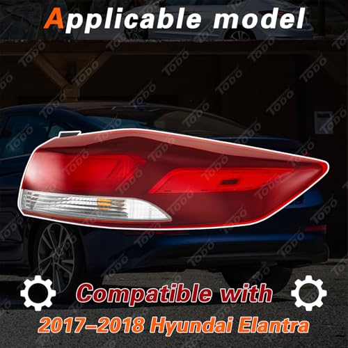 TODO Right Outer Tail Light with Side Marker Compatible with 2017-2018 Hyundai Elantra US Built, Passenger Side Exterior Rear Lamp Replacement OE 92402-F3000 - Image 2