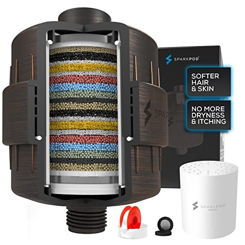 SparkPod 23 Stage Shower Head Filter for Dry Hair and Skin - High Output Universal Shower Filters to Remove Toxic Chemicals, Chlorine & Heavy Metals (Vintage Oil-Rubbed Bronze) - Image 1