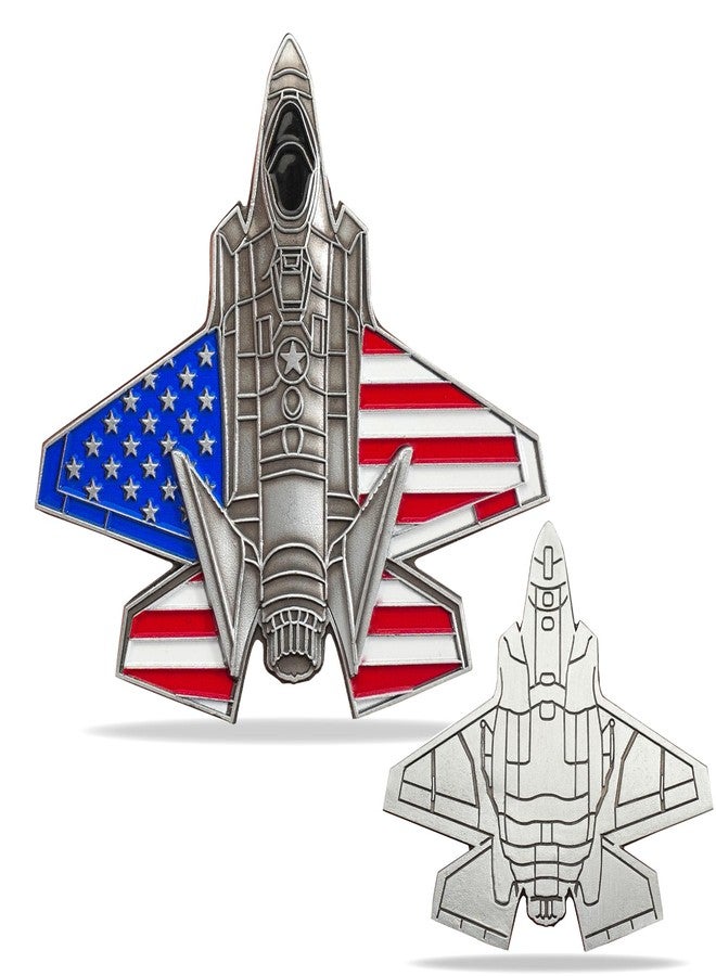 ASmileIndeep US Air Force Colorized F-35 Fighter Jet Challenge Coin - Military Coins USAF Air Force Gift for Airman Veterans & Collectors - Image 1