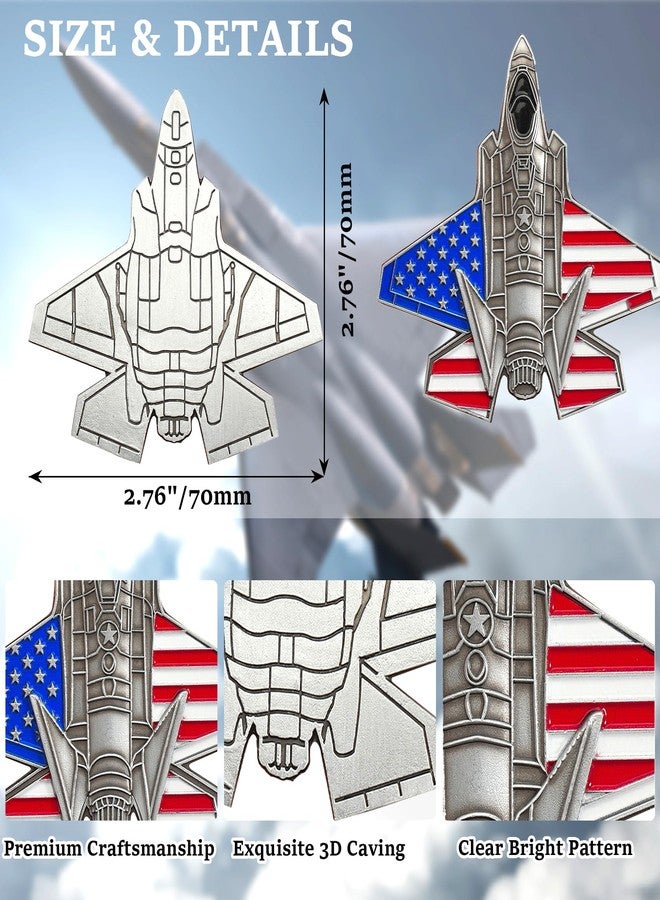 ASmileIndeep US Air Force Colorized F-35 Fighter Jet Challenge Coin - Military Coins USAF Air Force Gift for Airman Veterans & Collectors - Image 3