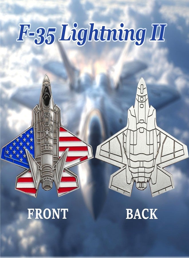 ASmileIndeep US Air Force Colorized F-35 Fighter Jet Challenge Coin - Military Coins USAF Air Force Gift for Airman Veterans & Collectors - Image 2