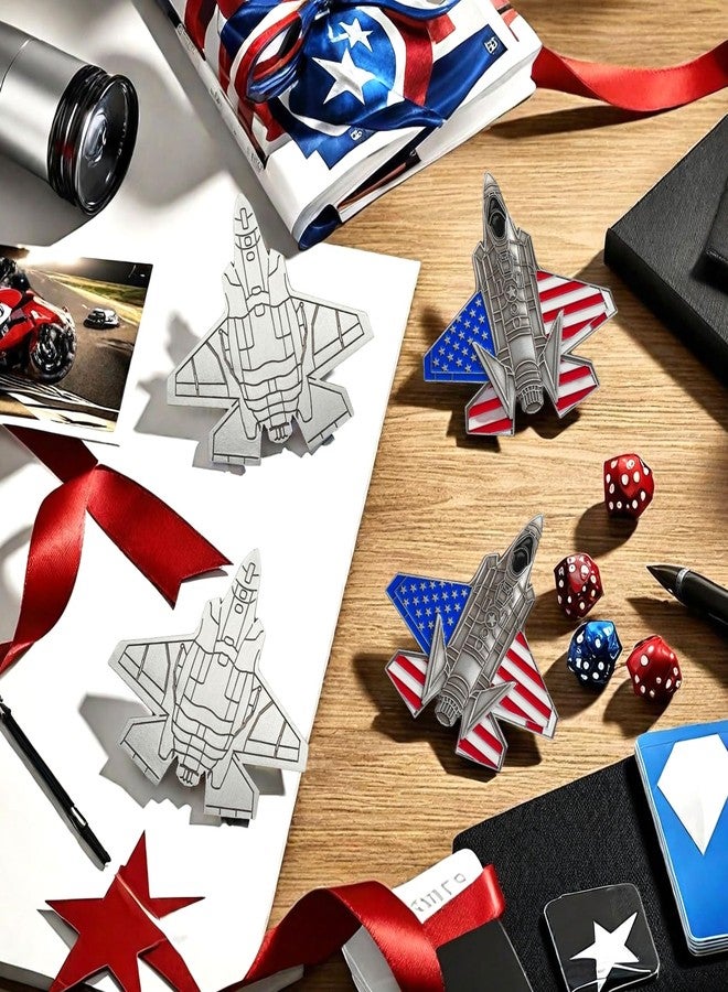 ASmileIndeep US Air Force Colorized F-35 Fighter Jet Challenge Coin - Military Coins USAF Air Force Gift for Airman Veterans & Collectors - Image 4