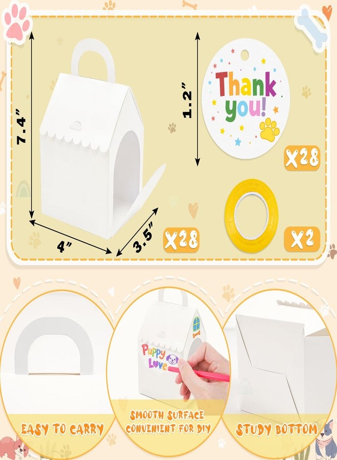 80UncleKimby 28Pcs Dog House Party Favors Boxes Foldable DIY Crafts for Puppy Party Pet Adoption Birthday Classroom Bulk - Image 3