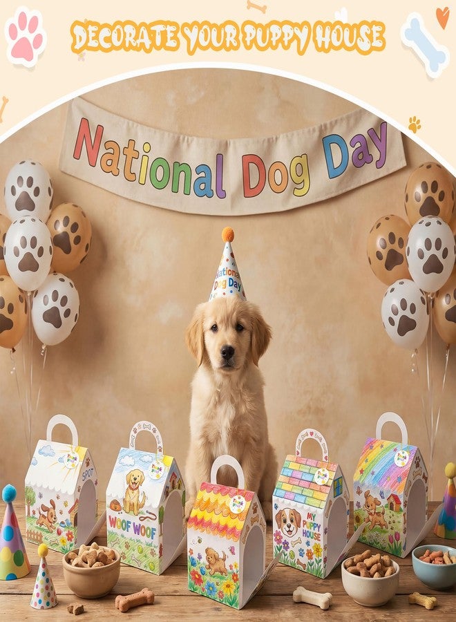 80UncleKimby 28Pcs Dog House Party Favors Boxes Foldable DIY Crafts for Puppy Party Pet Adoption Birthday Classroom Bulk - Image 4