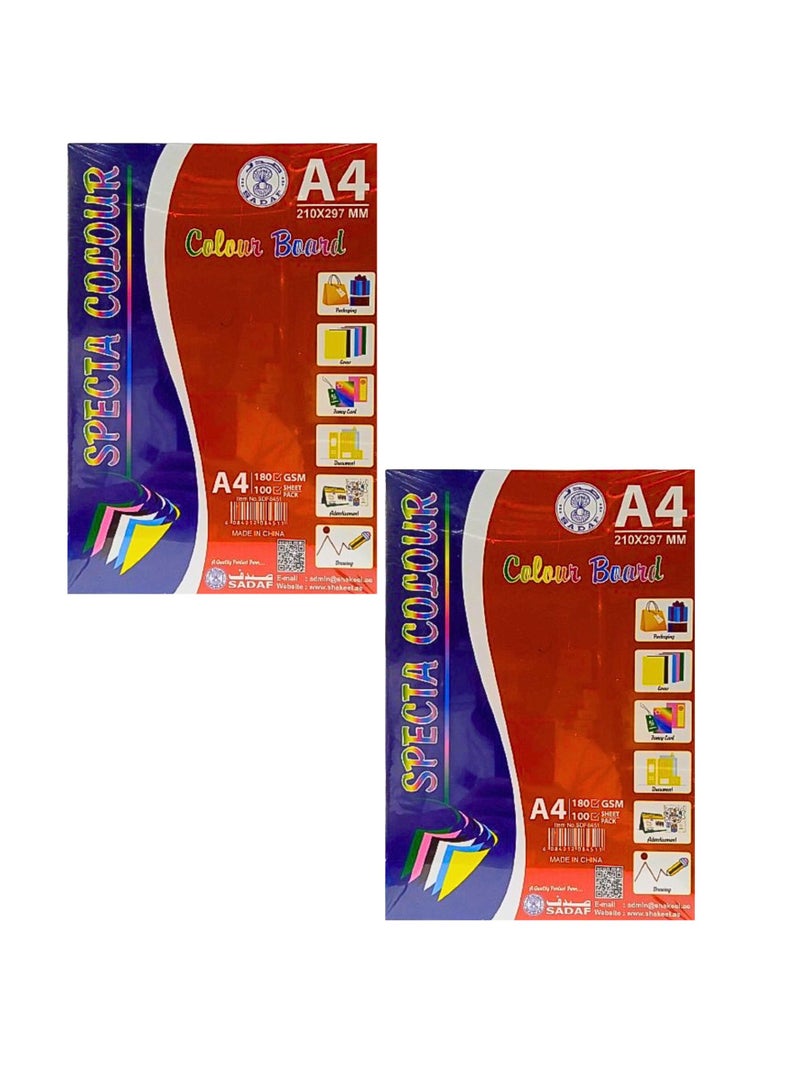 Sadaf Bristol Card Paper A4 Size 180gsm Thickness Black Colours 100-Sheet (Pack of 2) - Image 1