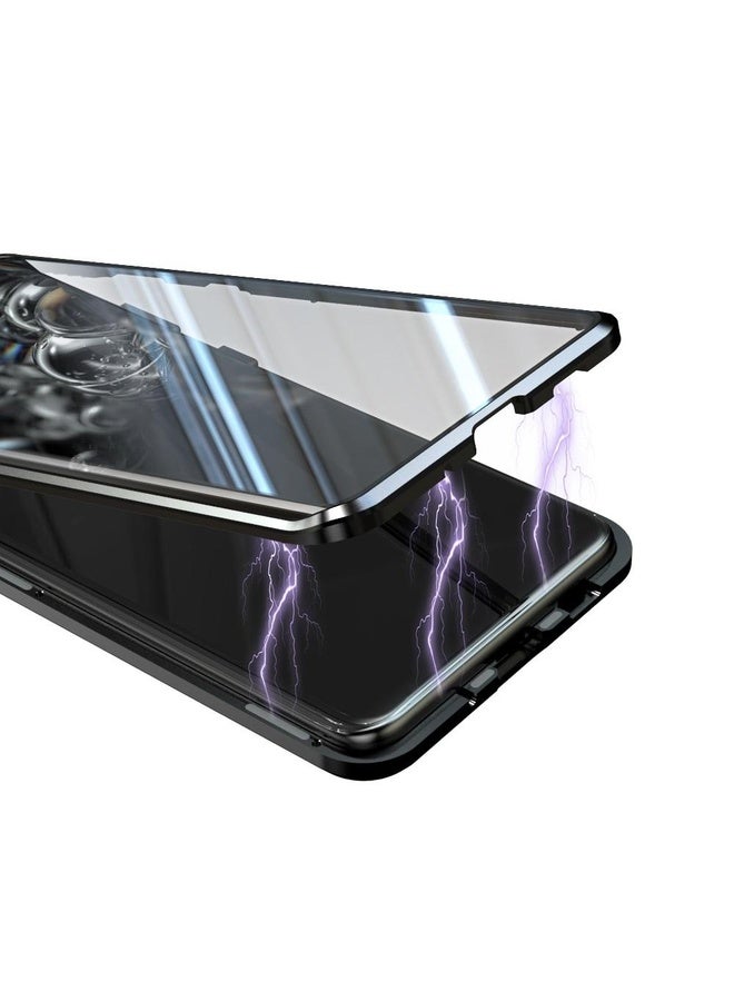 Case Cover For Samsung Galaxy S20 Ultra Magnetic Metal Frame Double-sided Tempered Glass Case(Silver)