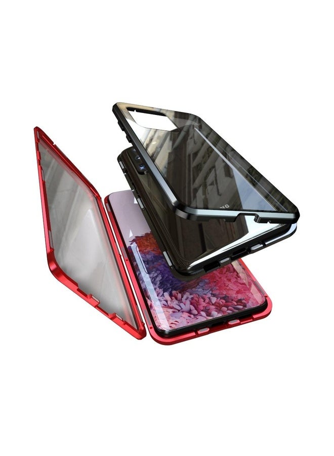 Case Cover For Samsung Galaxy S20 Ultra Magnetic Metal Frame Double-sided Tempered Glass Case(Silver)