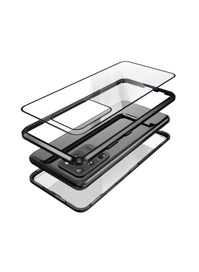 Case Cover For Samsung Galaxy S20 Ultra Magnetic Metal Frame Double-sided Tempered Glass Case(Silver)