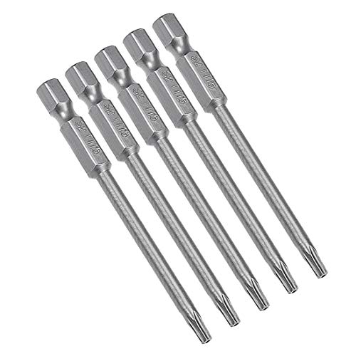 uxcell 5 Pcs T15 Magnetic Torx Screwdriver Bits, 1/4 Inch Hex Shank 3-inch Length S2 Security Tamper Proof Screw Driver Kit Tools - Image 1