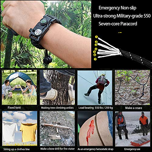 Daarcin Survival Paracord Bracelet,Fire Starter,Waterproof SOS Light, Compass, Whistle, Adjustable AK87 20 in 1,Outdoor Ultimate Tactical Survival Gear Set,Stocking Stuffers,Men - Image 5