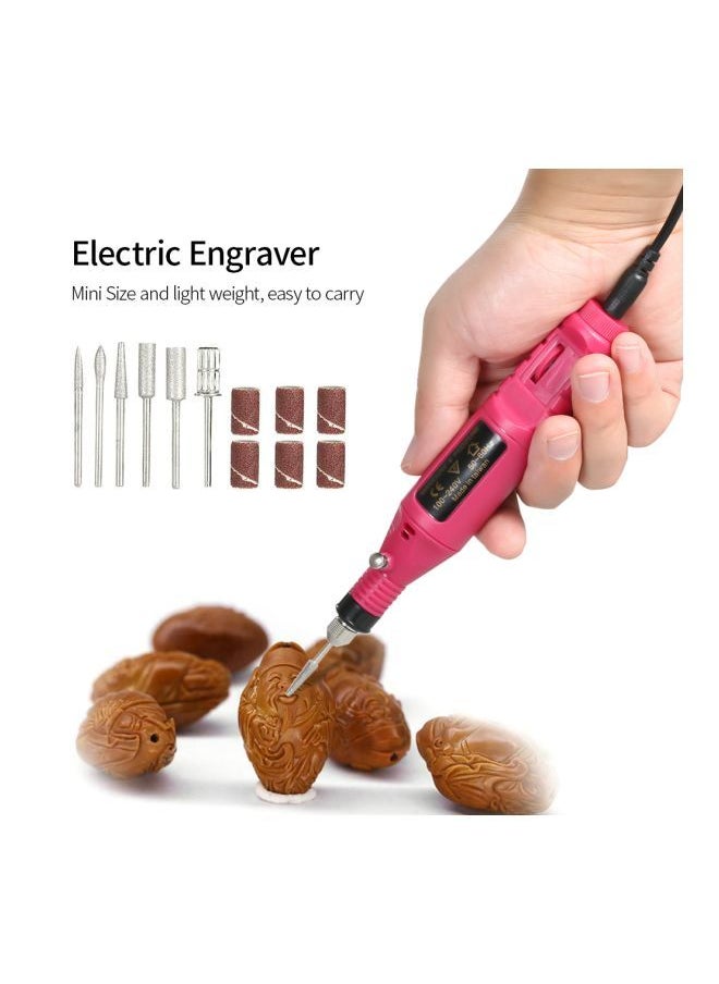 NIBEMINENT 14-Piece Mini Electric Engraver Rose/Black/Silver 0.241kg  - Image 2