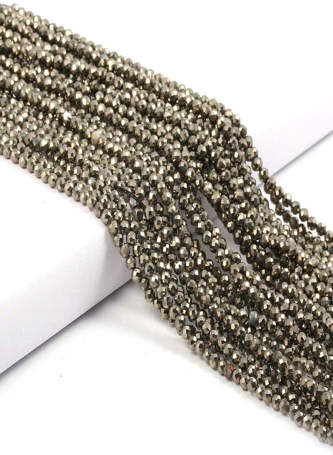 Zotoone 2 Strands Pyrite Beads Natural Stone Beads Section Faceted Loose Beads for DIY Jewelry Necklace Making Necklace Bracelet Length 15" Size 2mm - Image 1