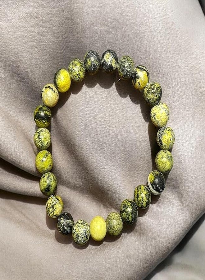 Sukhad Yellow Turquoise (African Turquoise Jasper) Beaded Bracelet for Men & Women | 8mm Natural Stone Stretch Bracelet | Elastic Unisex Wrist Band | Stylish Healing Jewelry Gift - Image 5