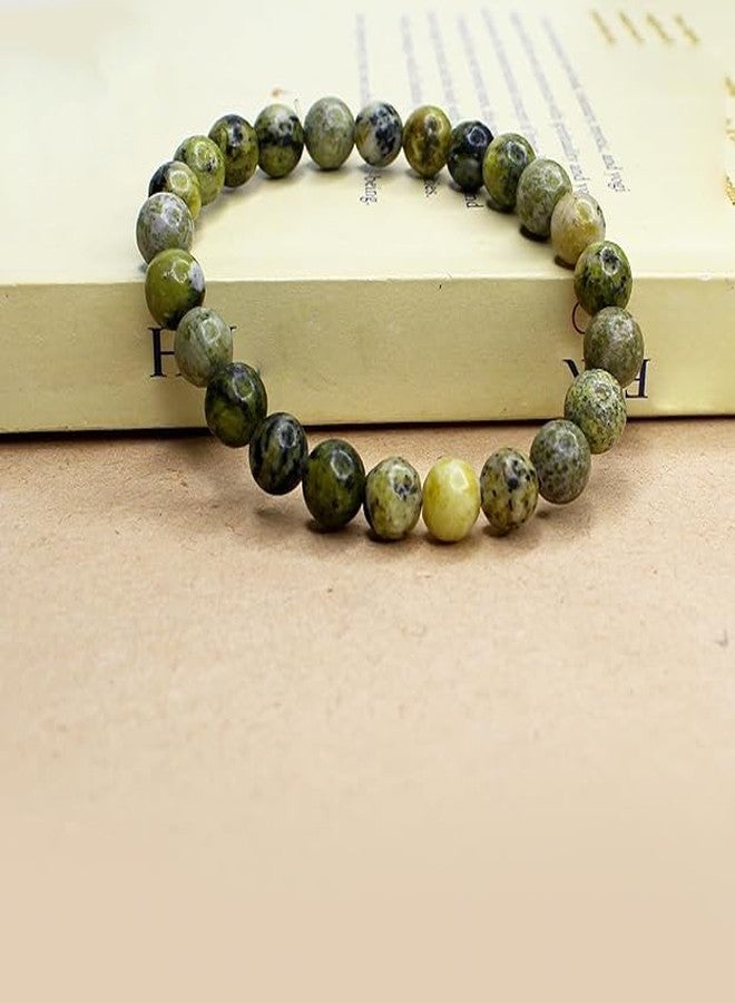 Sukhad Yellow Turquoise (African Turquoise Jasper) Beaded Bracelet for Men & Women | 8mm Natural Stone Stretch Bracelet | Elastic Unisex Wrist Band | Stylish Healing Jewelry Gift - Image 3