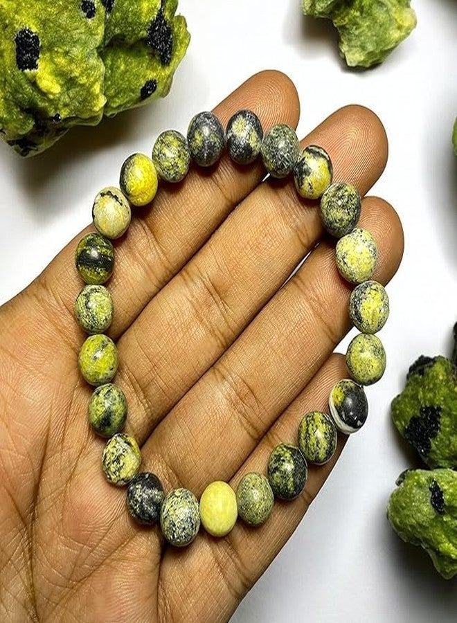Sukhad Yellow Turquoise (African Turquoise Jasper) Beaded Bracelet for Men & Women | 8mm Natural Stone Stretch Bracelet | Elastic Unisex Wrist Band | Stylish Healing Jewelry Gift - Image 4