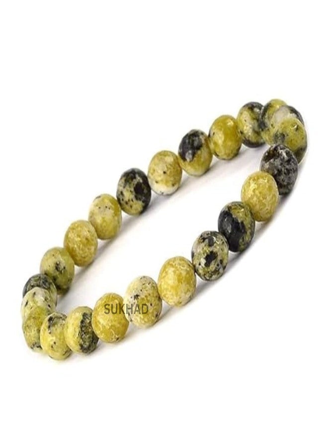 Sukhad Yellow Turquoise (African Turquoise Jasper) Beaded Bracelet for Men & Women | 8mm Natural Stone Stretch Bracelet | Elastic Unisex Wrist Band | Stylish Healing Jewelry Gift - Image 1