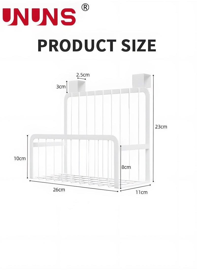 UNUNS - Kitchen Storage Basket,Over The Cabinet Door Grid Storage Holder,White - Image 1