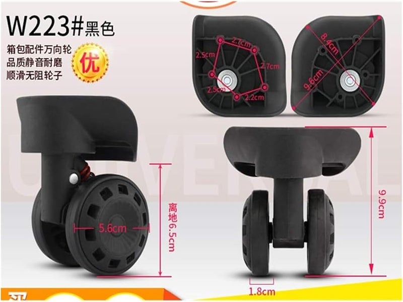 Black Luggage Wheels Replacement W223 Spinner Mute Wheel Suitcase Repair Parts - Image 3