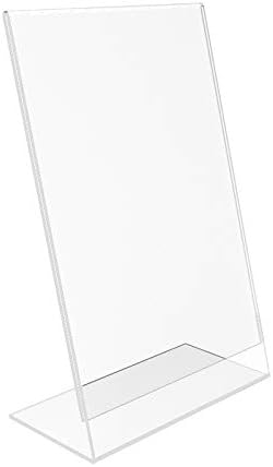 FixtureDisplays 24PK 55 x 85 Clear Acrylic Sign Holder with Slant Back Design Portrait Vertical Picture Frame 1978055X85CLEAR24PKNPF - Image 2