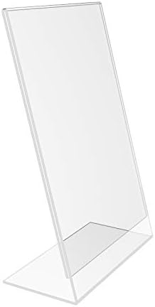 FixtureDisplays 24PK 55 x 85 Clear Acrylic Sign Holder with Slant Back Design Portrait Vertical Picture Frame 1978055X85CLEAR24PKNPF - Image 4