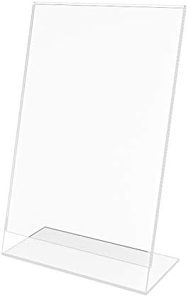FixtureDisplays 24PK 55 x 85 Clear Acrylic Sign Holder with Slant Back Design Portrait Vertical Picture Frame 1978055X85CLEAR24PKNPF - Image 1