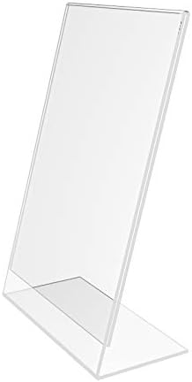 FixtureDisplays 24PK 55 x 85 Clear Acrylic Sign Holder with Slant Back Design Portrait Vertical Picture Frame 1978055X85CLEAR24PKNPF - Image 3