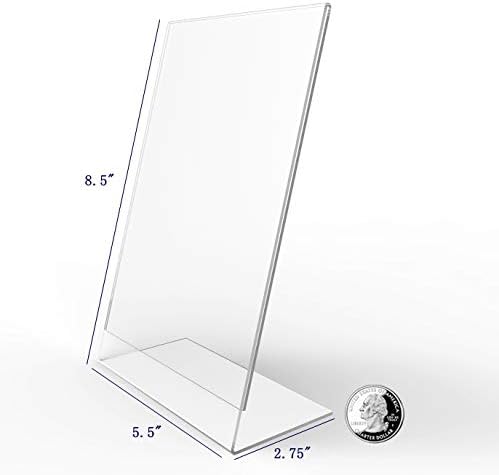 FixtureDisplays 24PK 55 x 85 Clear Acrylic Sign Holder with Slant Back Design Portrait Vertical Picture Frame 1978055X85CLEAR24PKNPF - Image 5