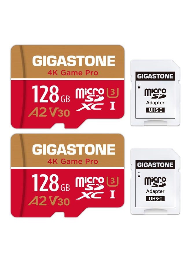 Gigastone [5-Yrs Free Data Recovery] GIGASTONE 128GB 2-Pack Micro SD Card, 4K Game Pro, MicroSDXC Memory Card for Nintendo-Switch, Action Camera, Security Camera, R/W up to 100/50MB/s, UHS-I U3 A2 V30 C10 - Image 1
