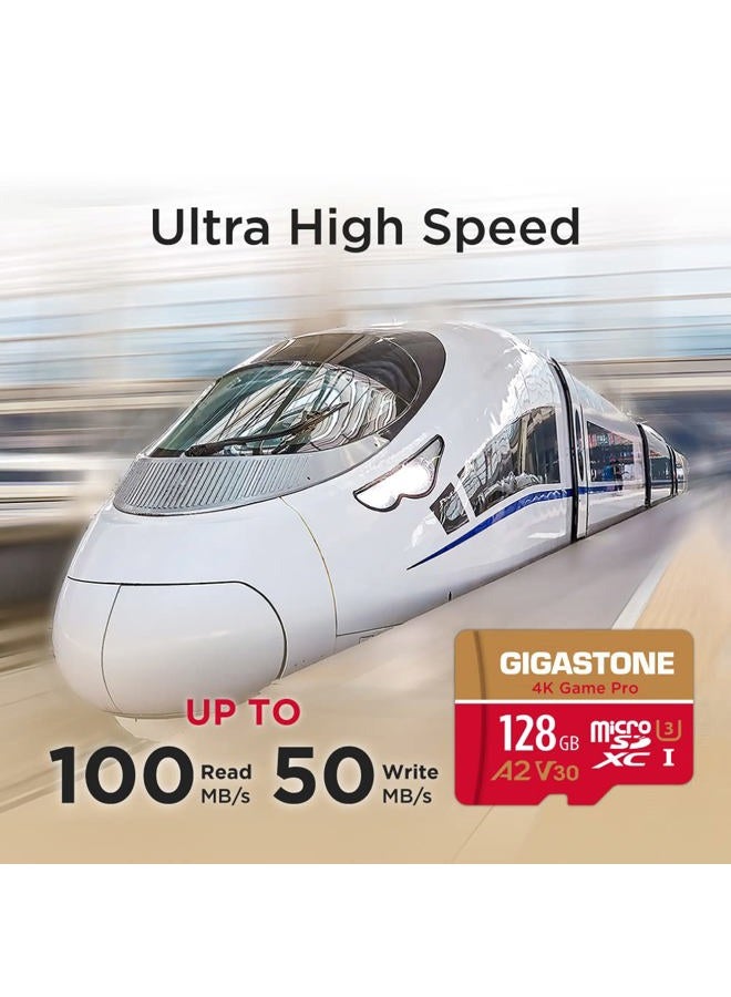 Gigastone [5-Yrs Free Data Recovery] GIGASTONE 128GB 2-Pack Micro SD Card, 4K Game Pro, MicroSDXC Memory Card for Nintendo-Switch, Action Camera, Security Camera, R/W up to 100/50MB/s, UHS-I U3 A2 V30 C10 - Image 2