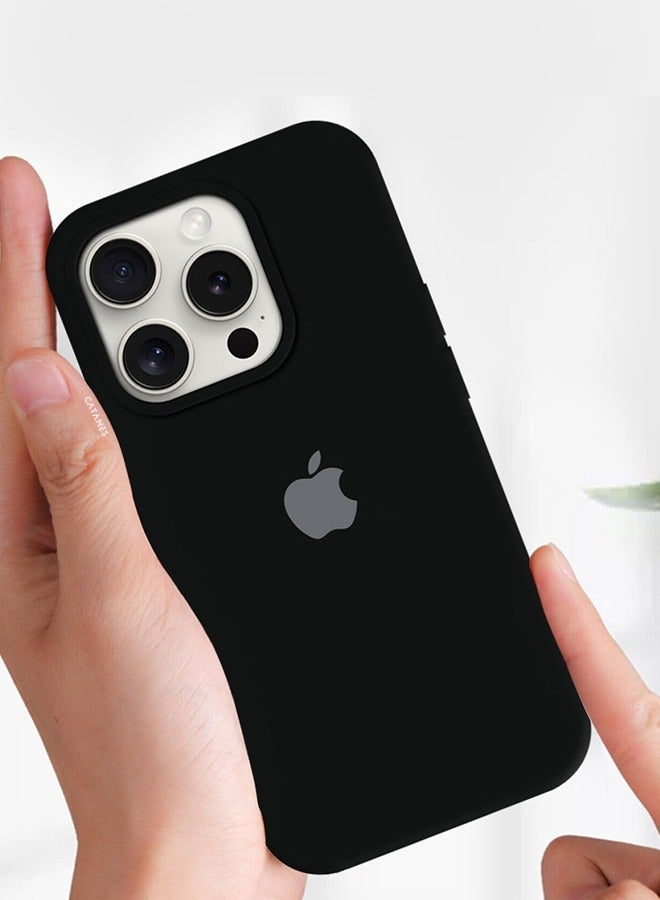 IAF iPhone 15 Pro Max Case Liquid Silicone Case Full Body Shockproof Protective Cover Slim Thin Phone Case Cover Durable and Anti Scratch Back Cover Black - Image 2