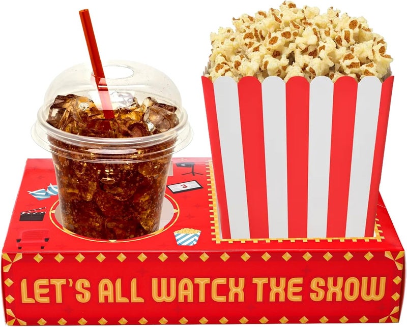 Bekith صواني وجبات خفيفة لليلة الفيلم من بيكيث 50 قطعة تحمل الفشار والحلويات والطعام والمشروبات صناديق ورقية قابلة للتصرف لليلة الفيلم هدايا حفلات لليلة الفيلم مستلزمات لليلة الفيلم للسينما حفلة عيد ميلاد عائلية حمراء - Image 3