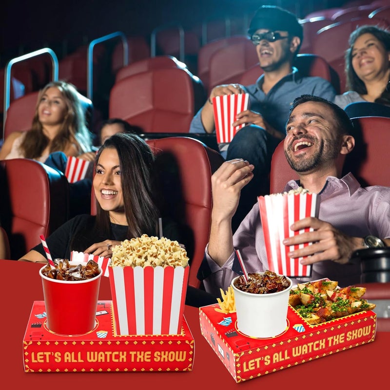 Bekith صواني وجبات خفيفة لليلة الفيلم من بيكيث 50 قطعة تحمل الفشار والحلويات والطعام والمشروبات صناديق ورقية قابلة للتصرف لليلة الفيلم هدايا حفلات لليلة الفيلم مستلزمات لليلة الفيلم للسينما حفلة عيد ميلاد عائلية حمراء - Image 5