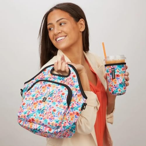 Sok It LunchTote Zippered Bag Insulated Neoprene Caddy Abstract Floral XLarge 65 Quart Lunch Tote - Image 3