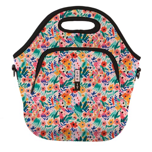 Sok It LunchTote Zippered Bag Insulated Neoprene Caddy Abstract Floral XLarge 65 Quart Lunch Tote - Image 1