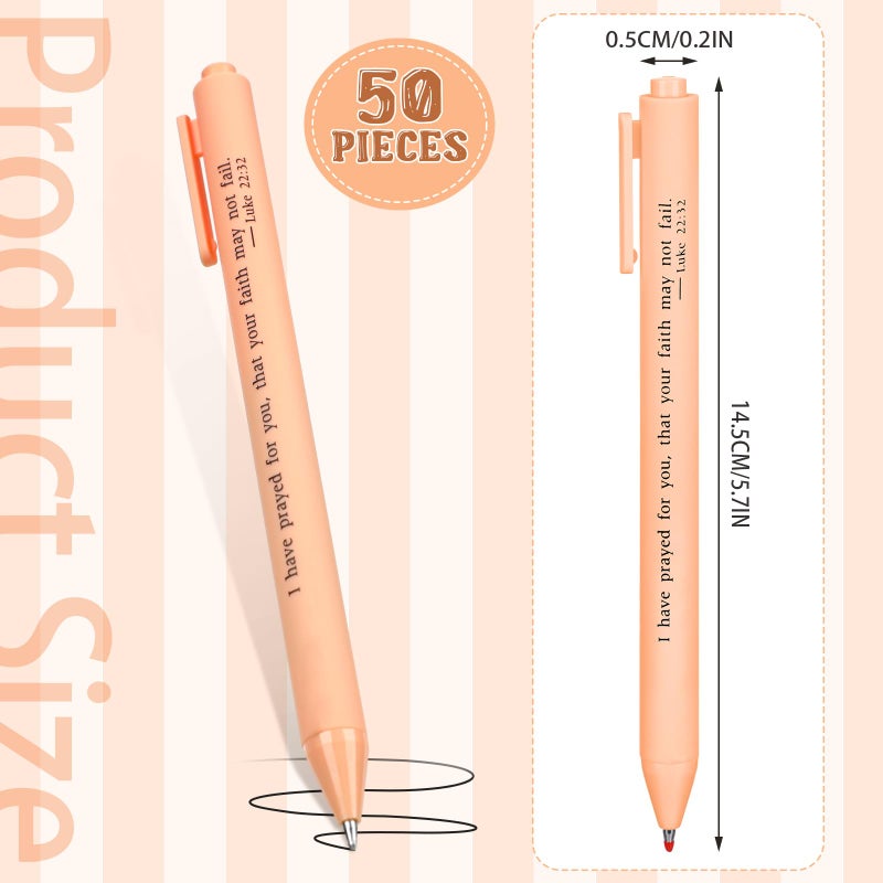 Cholemy 50 Pcs Bible Verse Pens Christian Gifts Bulk, Christian Pens for Women Inspirational Quotes Writing Tool Retractable Black Ink Religious Ballpoint for Women Men School Office(Pastel) - Image 2
