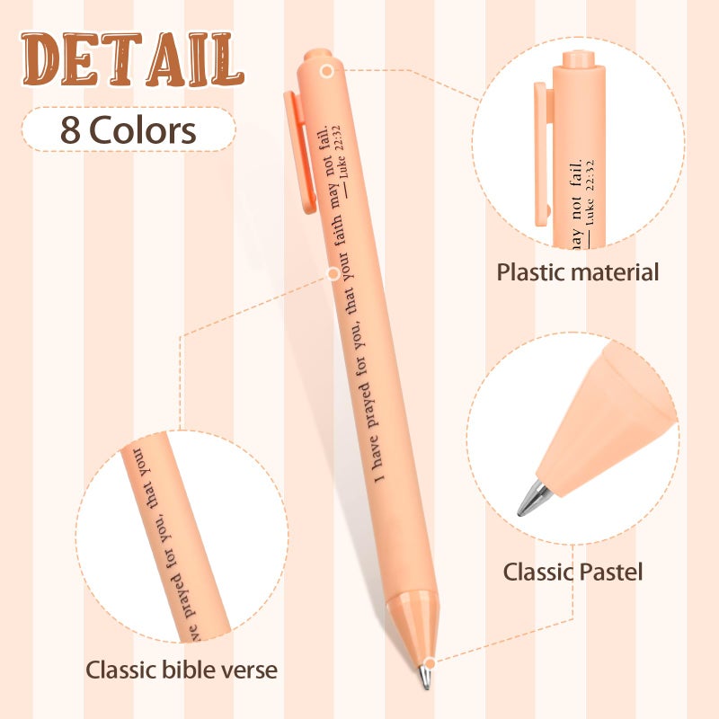 Cholemy 50 Pcs Bible Verse Pens Christian Gifts Bulk, Christian Pens for Women Inspirational Quotes Writing Tool Retractable Black Ink Religious Ballpoint for Women Men School Office(Pastel) - Image 3