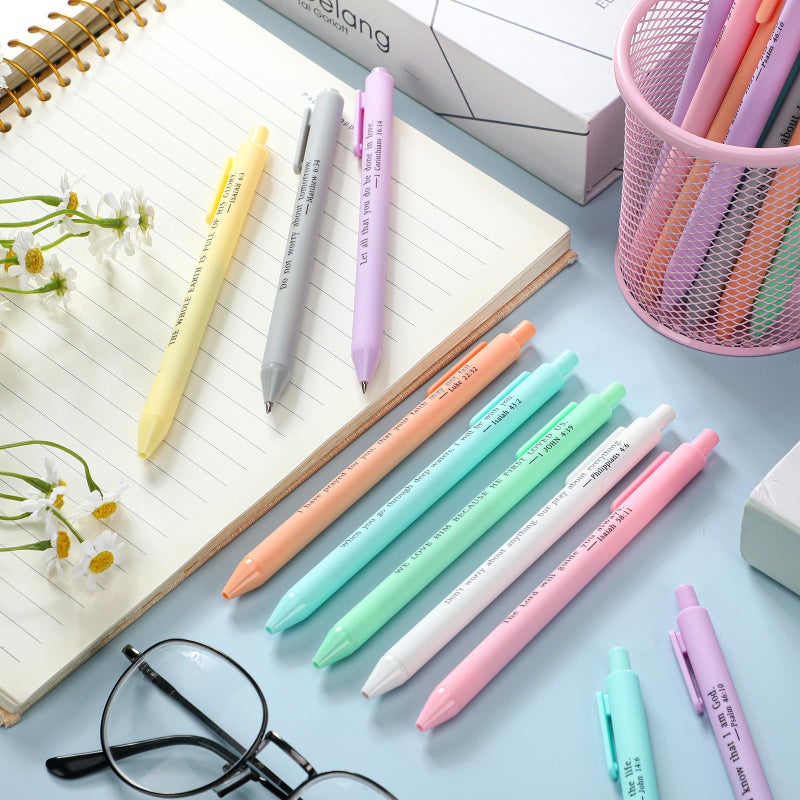 Cholemy 50 Pcs Bible Verse Pens Christian Gifts Bulk, Christian Pens for Women Inspirational Quotes Writing Tool Retractable Black Ink Religious Ballpoint for Women Men School Office(Pastel) - Image 4