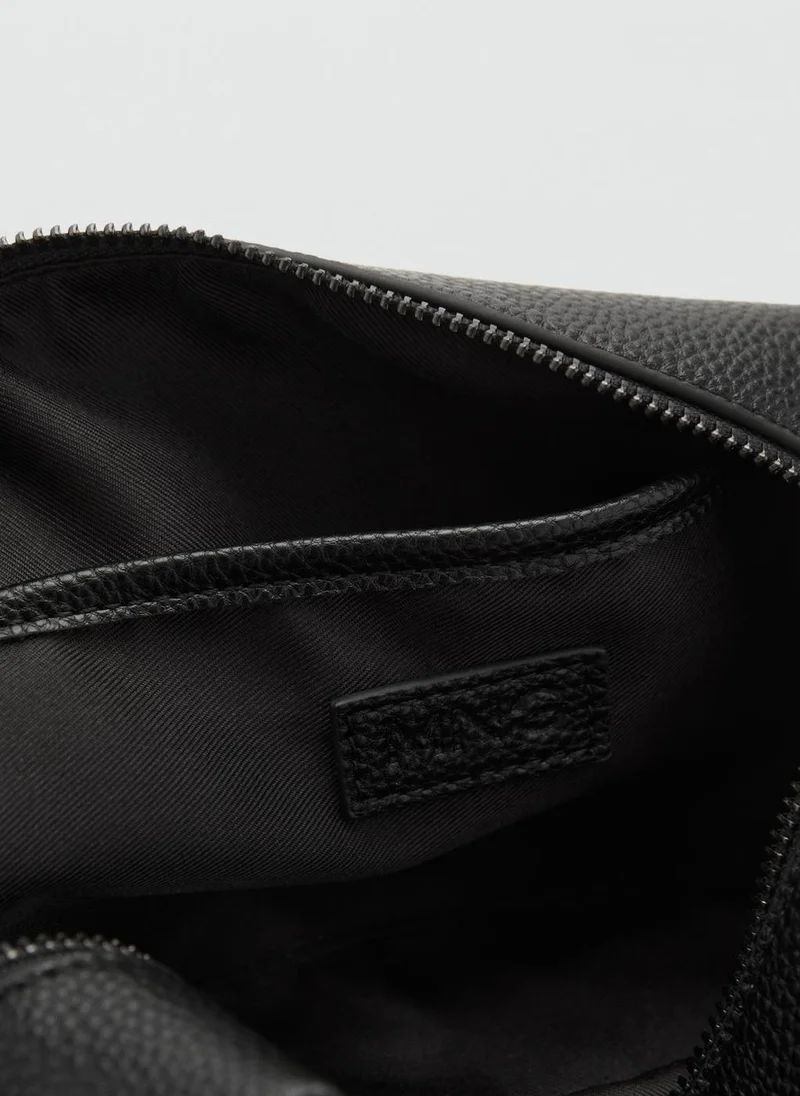 Mango Man Contrast-Strap Pebbled Cosmetic Bag