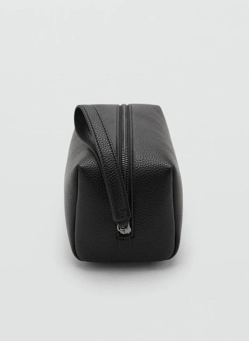Mango Man Contrast-Strap Pebbled Cosmetic Bag