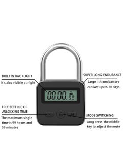SYOSI Metal Timer Lock, USB Rechargeable Timer Padlock, LCD Display Multi Function Electronic Time, 99 Hours Max Timing  - Image 4