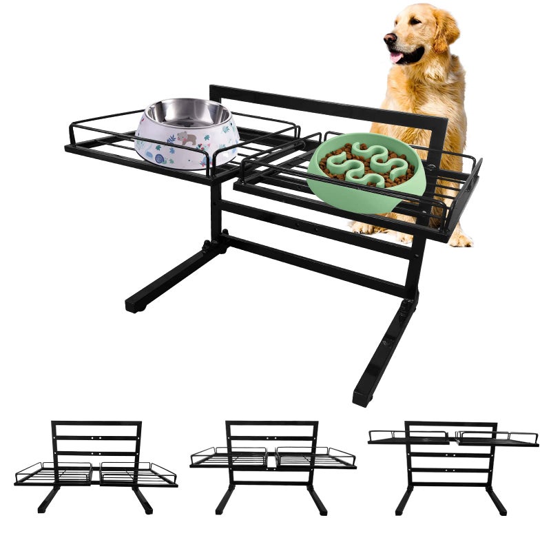 Elevated Dog Bowl Stand Adjustable Holder with 3 Heights for Small to Large Dogs For 2Pcs 98in Bowls
