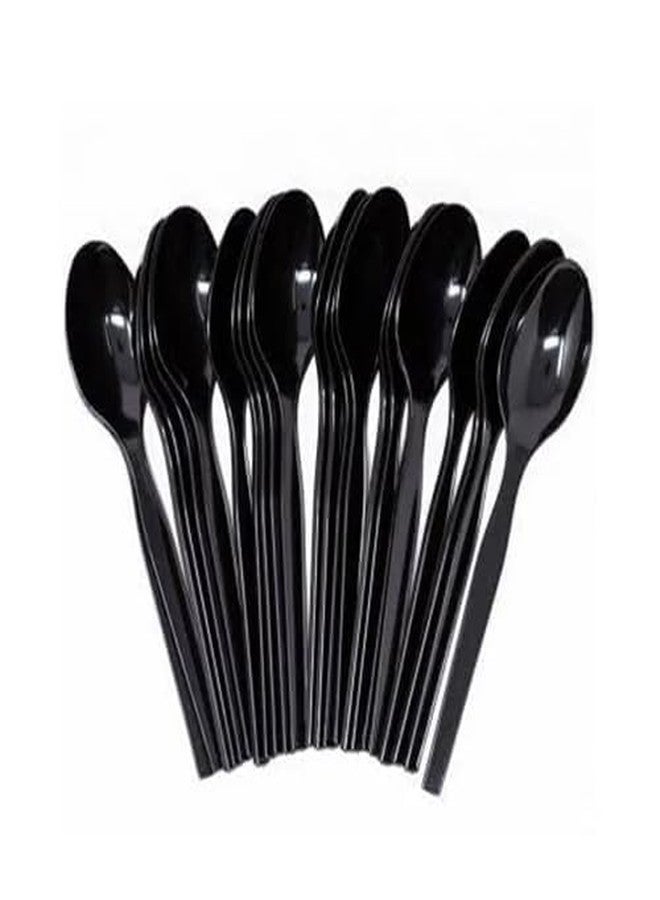 SVDK Black Spoon, Reusable for Party, Function, Daily use | Plastic Spoons | Eco Friendly Durable| Plastic Spoons | Eco Friendly Durable- Pack 50 pcs - Image 1