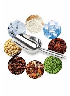 Ice Scoop, Stainless Steel Ice Scoop for Freezer Popcorn Scoop Ice Machine Maker Candy Scoop Flour Spoon Shovel Ice Cream Scoop Kitchen Scoop for Kitchen Bar Wedding Party (Sliver)