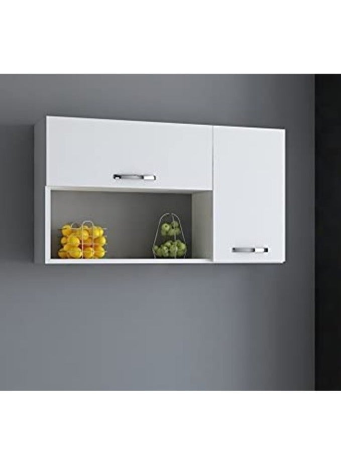 Gad Woods Gadwoods-Bathroom and kitchen storage unit with two doors, two closed shelves and one open shelf - wooden storage unit for kitchen and bathroom - Image 1