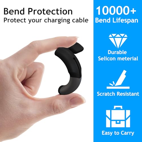 Sounce Cable End Protector Only Compatible with Apple Type-C to Type-C Lightning Charging Cable Dustproof, Waterproof, Anti-Break Silicone Protective Cap for iPhone Cable Plug – Black - Image 3