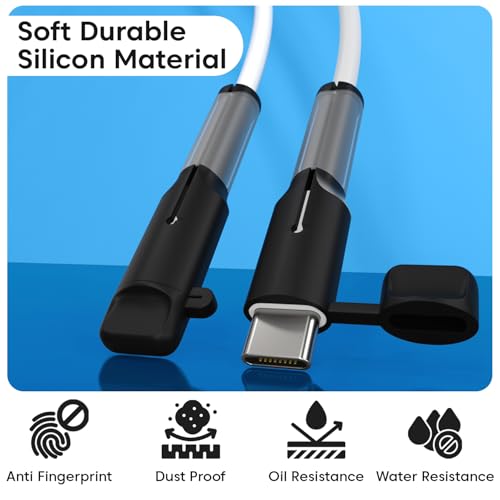 Sounce Cable End Protector Only Compatible with Apple Type-C to Type-C Lightning Charging Cable Dustproof, Waterproof, Anti-Break Silicone Protective Cap for iPhone Cable Plug – Black - Image 4
