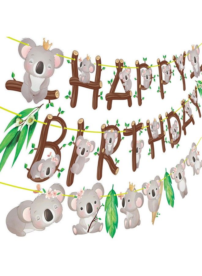 umoni Koala Birthday Party Decoration Koala Bear Happy Birthday Banner For Koala Theme Birthday Zoo Junlge Animal Party Supplies - Image 1