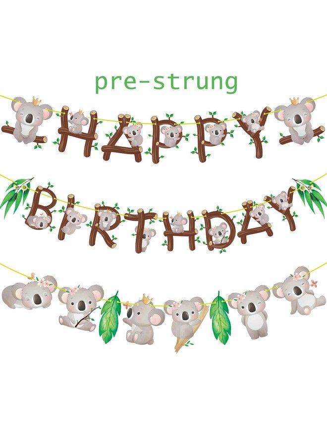 umoni Koala Birthday Party Decoration Koala Bear Happy Birthday Banner For Koala Theme Birthday Zoo Junlge Animal Party Supplies - Image 3